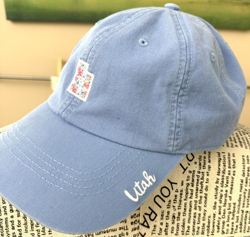 Women’s Baseball Cap Embroidery UTAH Floral Hat Baby Blue State of Mine - Picture 2 of 6