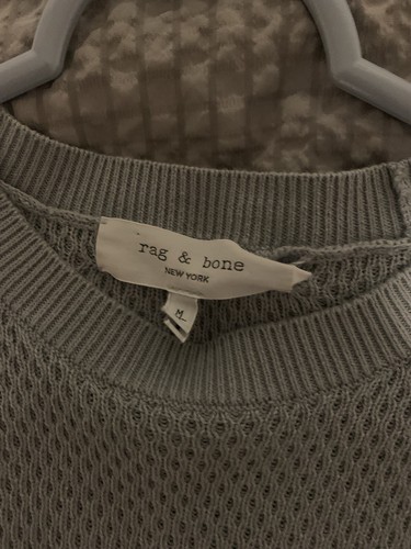 Rag & Bone Men's Sweater Turquoise Waffel Knit Sweater 100% Cotton Medium - Picture 2 of 3