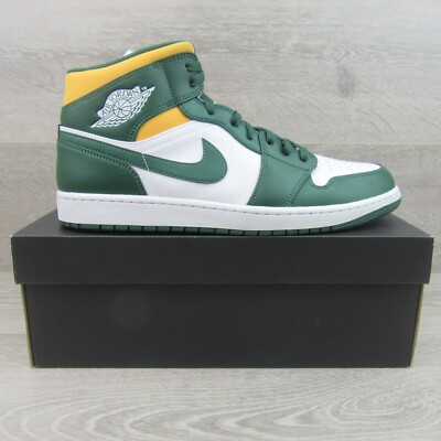 Air Jordan 1 Mid “Sonics” Shoes Men's Size 14 Noble Green Yellow