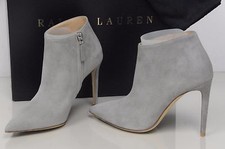 New Ralph Lauren Tasella Grey Suede Booties Ankle Boots Shoes 36.5 37  Bag
