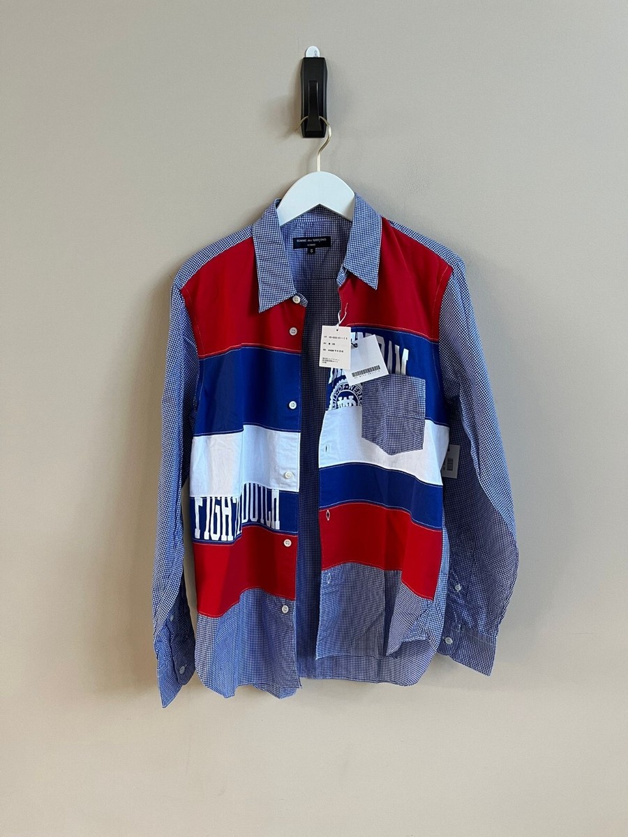 コムデギャルソン Patchwork Button Up Shirt Comme des Garcons , Multicolor Patchwork Button Up in Blue , BNWT