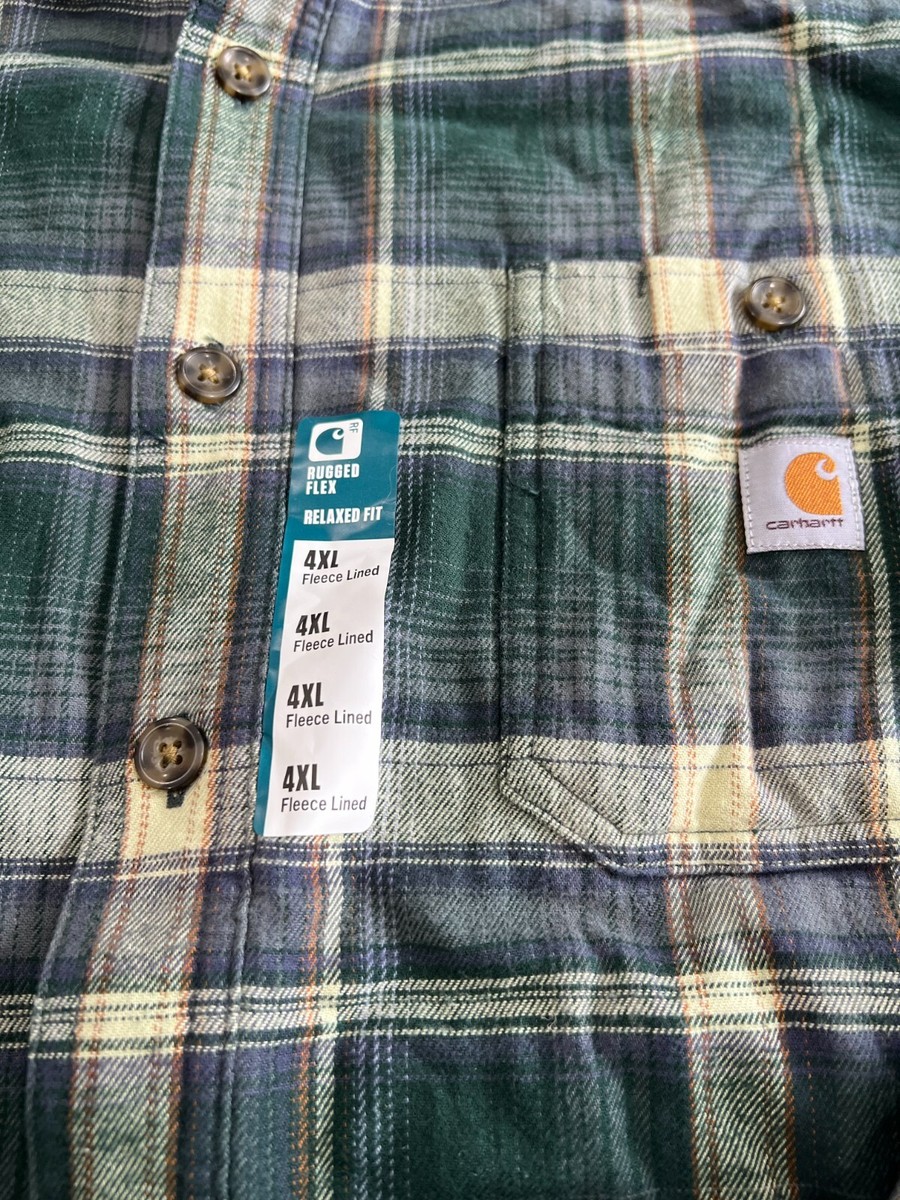 carhartt rugged flex relaxed fit midweight flannel fleece lined shirt