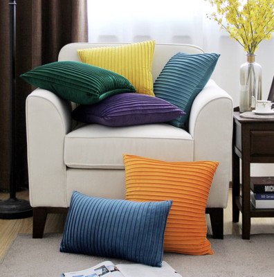 Solid Colour Ribbed Line Soft Nordic Minimalist Cushion Cotton Cover Sofa Living