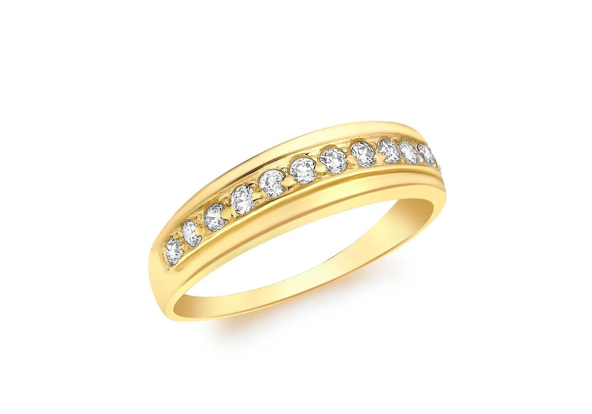 Clear Stone Half Eternity Ring 9ct Yellow Gold eBay
