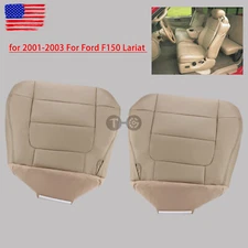 Driver & Passenger Bottom Leather Seat Cover Tan 2001-2003 For Ford F150 Lariat