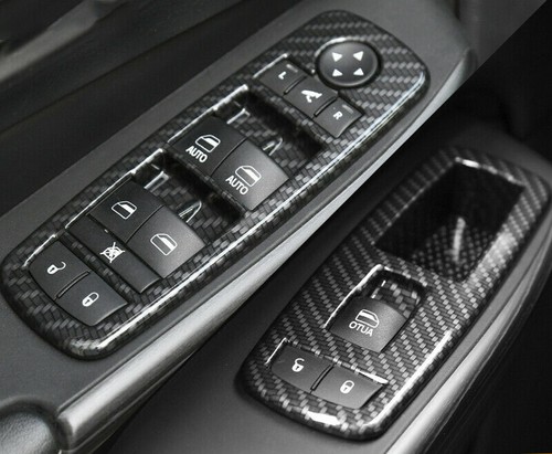 4x Carbon Fiber Window Switch Panel Cover trim For Jeep Grand Cherokee 2014-2018 - Picture 9 of 11