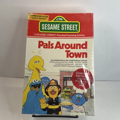 1987 SESAME STREET PALS AROUND TOWN COMMODORE 64 SEALED RARE (should Grade High)