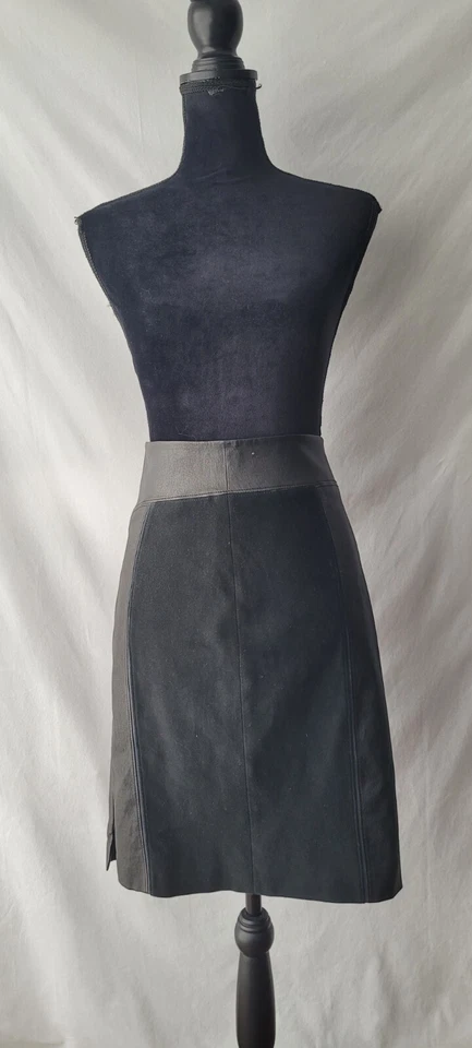  WOMEN'S ELIE TAHARI STRETCH LAMBSKIN/SUEDE LEATHER FITTED PENCIL SKIRT SIZE 10