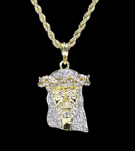 14k Gold Plated Jesus Piece Cz Pendant 