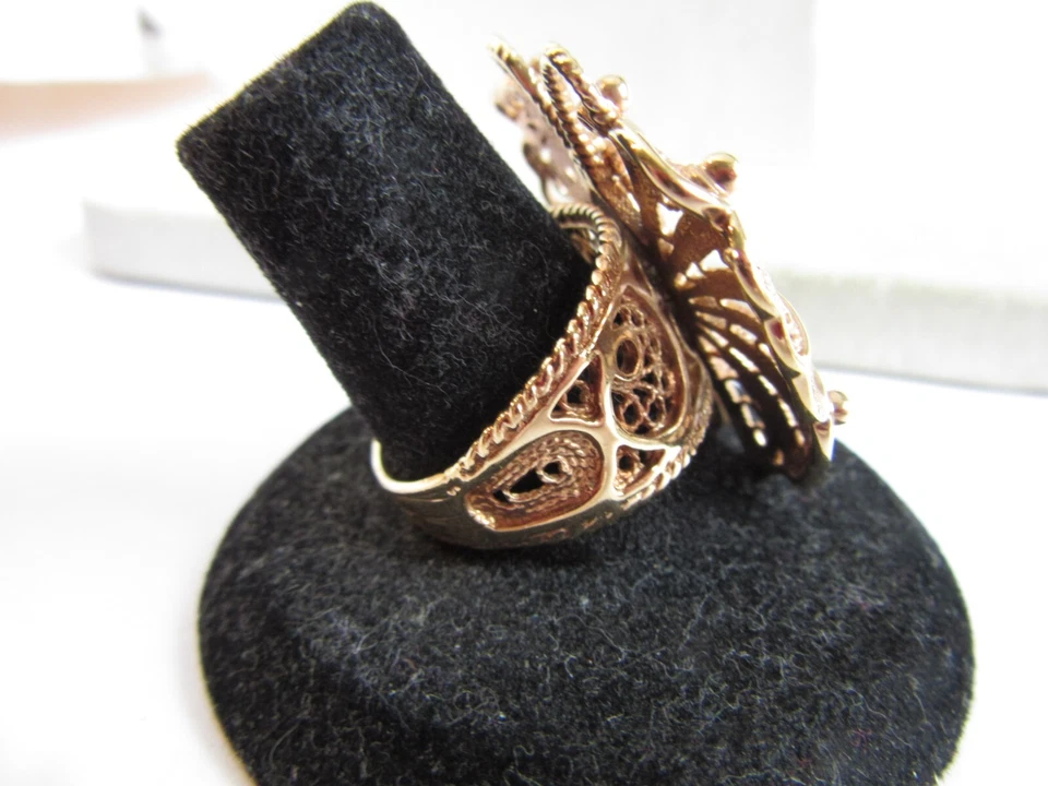 Anel de declaração filigrana bronze peru em forma de borboleta - tamanho 10 - Imagem 2 de 4