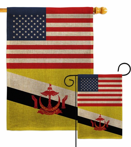 Brunei US Friendship Burlap Garden Flag Decorative Small Gift Yard House Banner - 第 1/19 張圖片