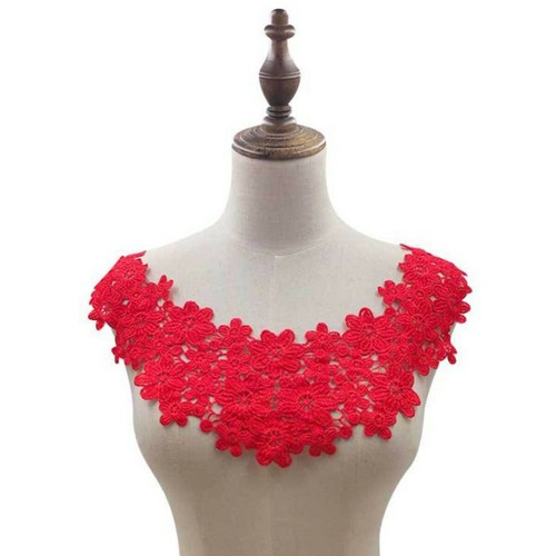 Floral Lace Embroidered Neckline DIY Collar Trim Clothes Sewing Applique Patch - Picture 2 of 28