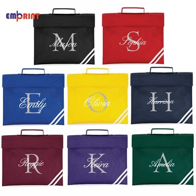 QUADRA Personalisierte Buchtasche mit Initialenschrift klassisch Schulanfang Jungen Mädchen Kinder