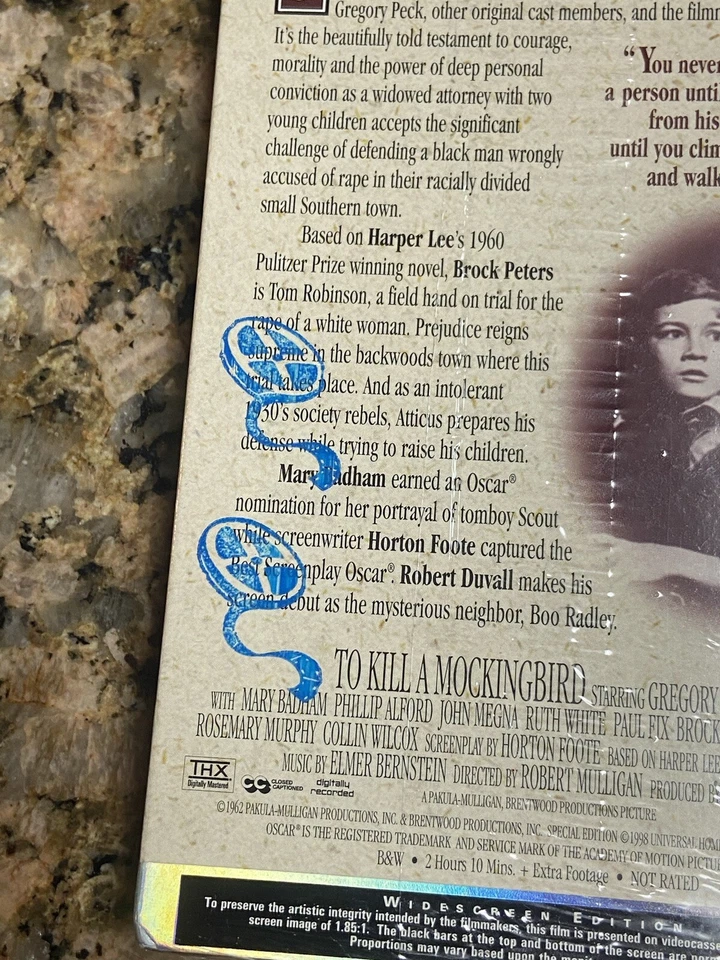 To Kill A Mocking Bird James Stewart Digitally Mastered THX Factory Sealed VHS - Image 3 of 4