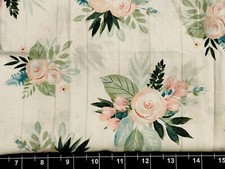 Tina Scrap 9"x21 Floral Flower Garden Spring Leaves Wood Boquet FABRIC COTTON