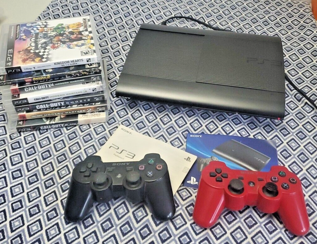 Sony PlayStation 3 PS3 Super Slim Console CECH4001B Bundle 2 Remote 7
