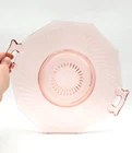 Vintage PINK  Handle Plate Twisted Optic Pink Depression Handles Imperial Glass