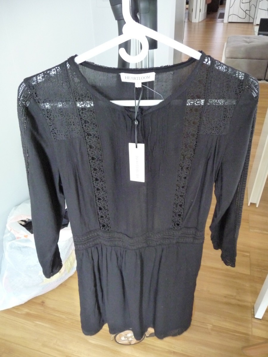 heartloom black lace dress HEARTLOOM SOMA REVOLVE lace cutout black dress with long sleeves size S