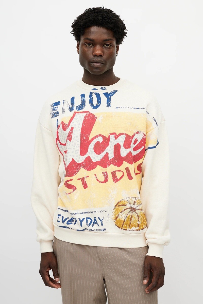 Acne Studios Everyday Cream Graphic Oversized Crewneck