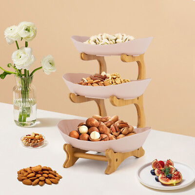 3-Ebenen 3-Schalen Servierschüssel Snack Dessert Plate Kuchen Tablett Obstschale