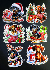 Beautiful DIE CUT CARD TOPPERS Christmas Dachshund Cute Tree Snowman Cardmaking
