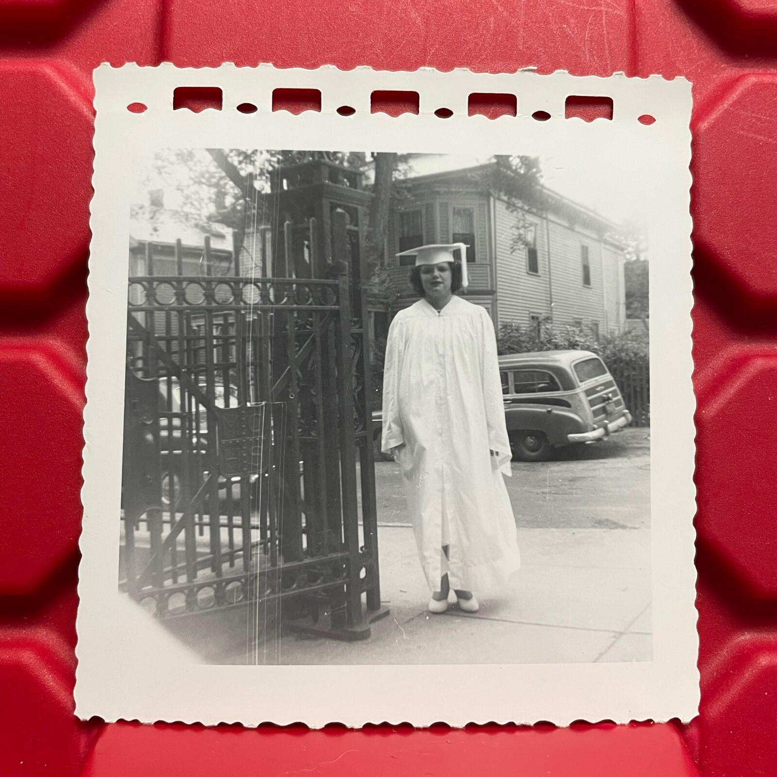 Vintage 1940s Graduation Photo Woman in Cap and Gown 3.5x3.6 J Pre-Owned
