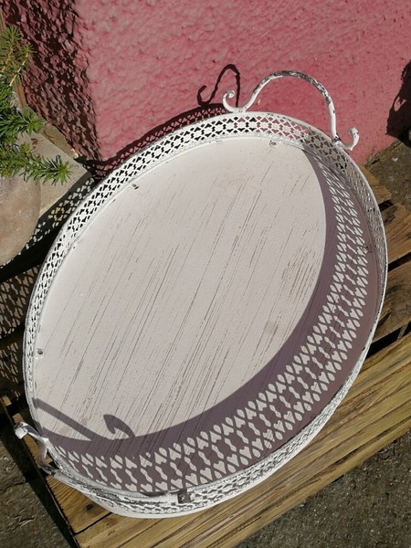 Shabby Chic Dekotablett Antik-Weiß Vintage Gartendeko KüChendeko Tablett-image