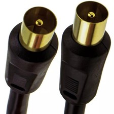 COAXIAL TV ARIAL LEAD CABLE MALE TO MALE & ADAPTER/COUPLER 1M,1.8M,3M,5M,10M&20M