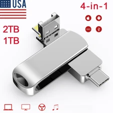 2TB Memory Stick 4-in-1 USB3.0 Flash Drive Type-C OTG Thumb Disk for iPhone PC