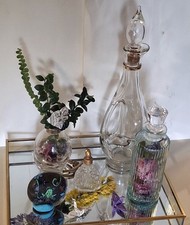 10x8 Mirrored Decor Tray With Antique Bottles...