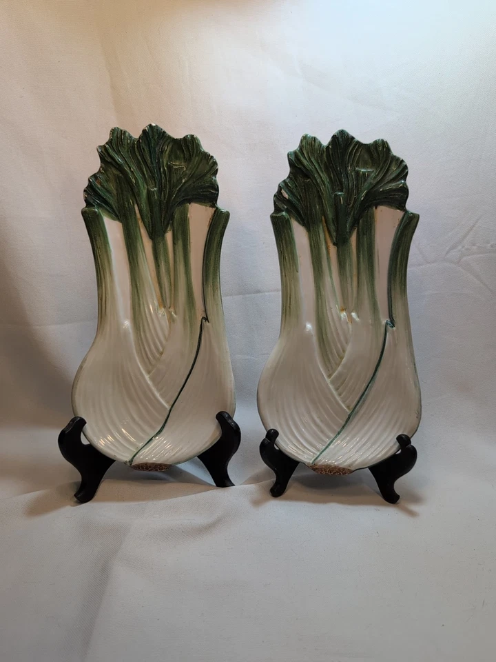 (2) Bandejas de apio de mayólica de cerámica Stefani de cerámica Italia 11" X 5" Foto 2 de 4