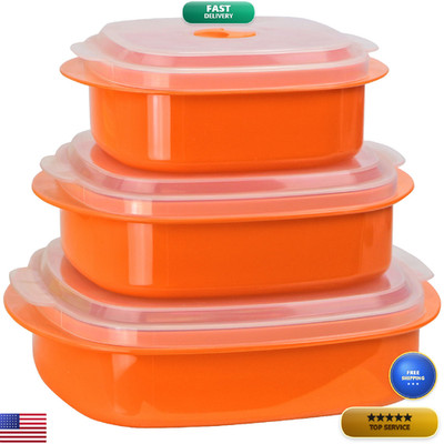 Reston Lloyd Calypso Basics Microwave Cookware Steamer And Storage Set Orange