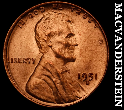 1951-D Lincoln Wheat Cent- Choice Gem Brilliant Uncirculated No Reserve #i9128