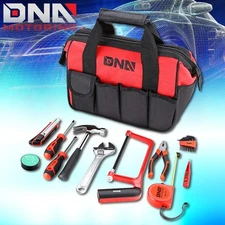 19pc Hand Tool Kit Measuring Tape Pliers Level Screwdriver Wrench Hammer Hacksaw