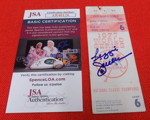 AUTOGRAPHED 1977 WORLD SERIES GAME 6 TICKET STUB REGGIE JACKSON 3 HR JSA YANKEES