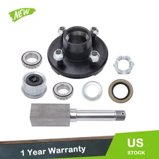 4 on 4" Trailer Hub Kit and 1" Square BT8 Spindle, With Trailer Bearing Kit