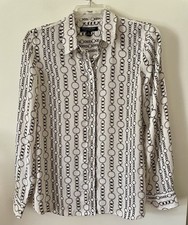 Banana Republic Women s Sz S Dillon Classic Fit Chain Design Button Up LS Blouse