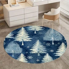 2D Printing Velvet 850gm² Snowflake Pine Tree Pattern Floor Mat, Thickened and W