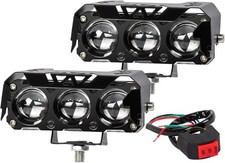 Motorcycle Driving Lights 2pcs Dual Color White Amber Led Auxiliary Pod Lights