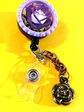 Flower 7 Id badge holder retractable alligator clip