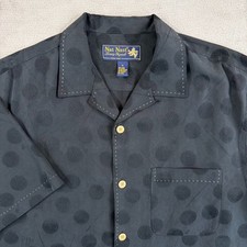 Nat Nast Luxury Originals 100 Silk Shirt in Black Geometric Men Medium NWOT