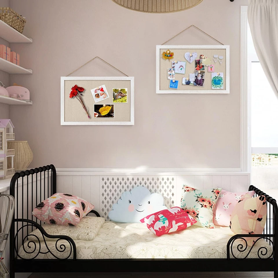 Miratino 2-Pack Cork Board with Linen 16X11 Inch Bulletin Board Office Decor Han - Image 4 of 4