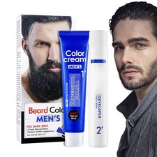 Beard Dye for Men 2pcs Dark Mustache Dye and Beard Coloring Herbal Black
