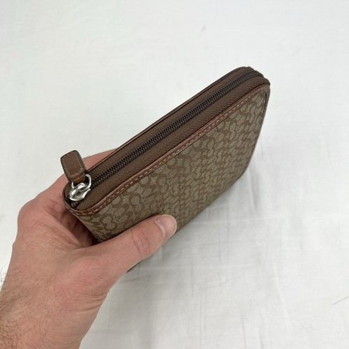 COACH CD DVD Holder Signature C Canvas Leather Zip Around Case Brown Tan - Picture 3 of 10