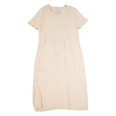 Vintage JEFFREY & DARA Damen Tageskleid Creme 90er Kurzarm Lang L