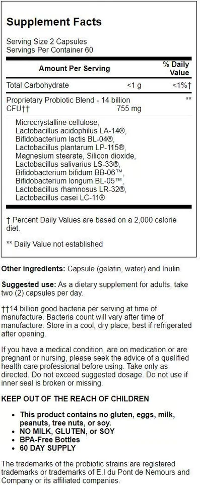 Nutrition Now Pb 8 益生菌 140 亿 Cfu 120 粒 — 第 2/2 张图片
