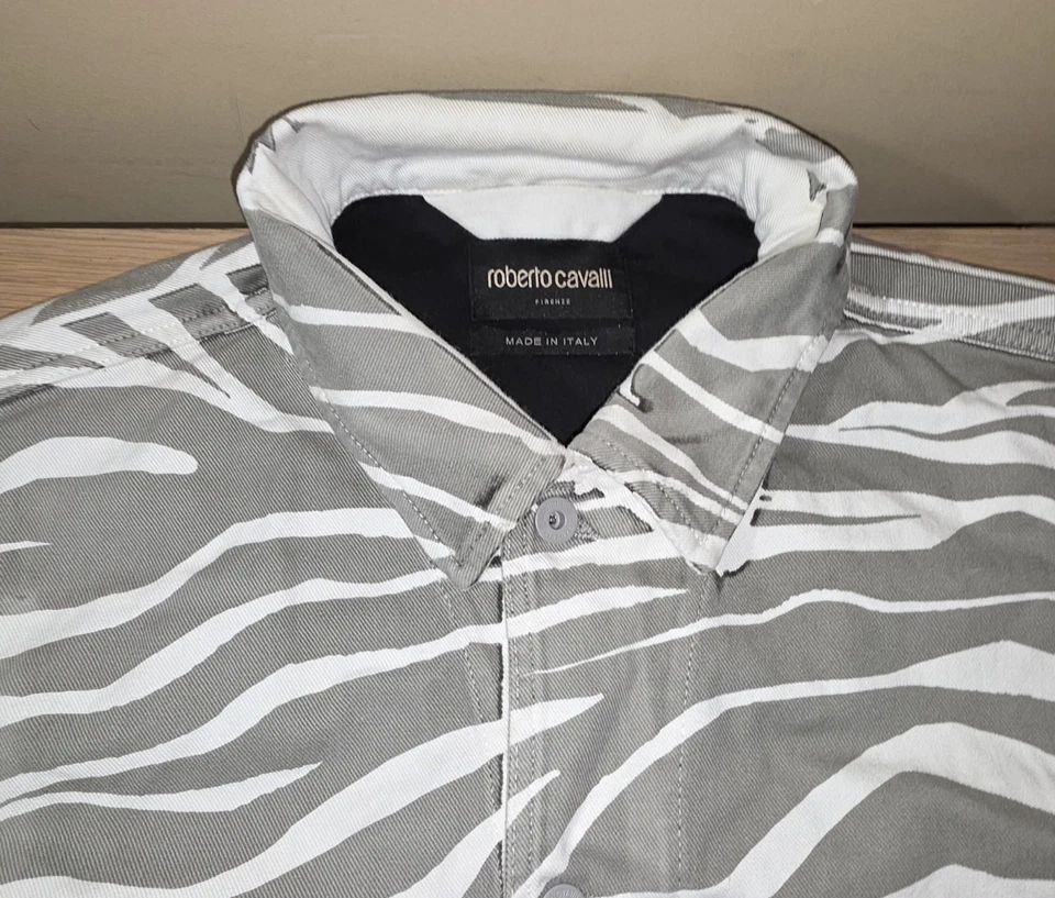 ROBERTO CAVALLI 条纹牛仔夹克男式 54 — 第 3/4 张图片