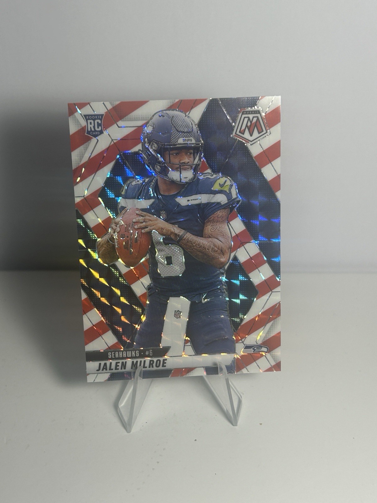 2025 Panini Mosaic - Jalen Milroe #322 Red & White Stripe Mosaic Prizm (RC)