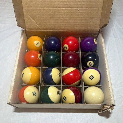 Aramith Style Complete Billiard Ball Set w/ Triangle Rack, Box, Belgium
