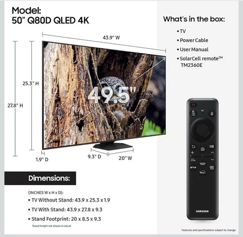 Samsung Q80D QN50Q80DAF 49.5" Smart LED-LCD TV - 4K UHDTV - High Dynamic Range